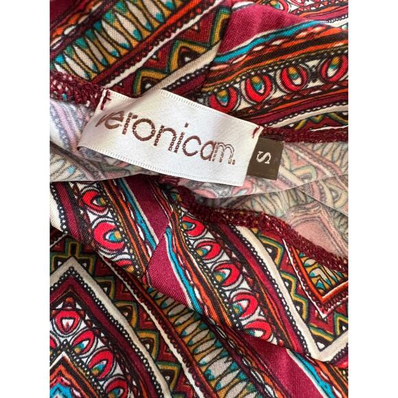 Veronica M Colorful Flared Palazzo Hippie Pants Red Boho Print S - Picture 5 of 5